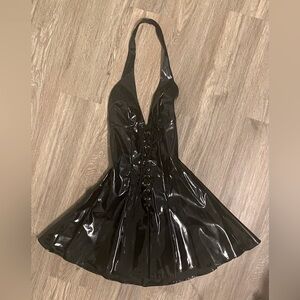 PVC Vinyl Black Dress Small Goth Club Festival